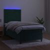 vidaXL Boxspringbett mit Matratze & LED Dunkelgr&uuml;n 80x200 cm Samt