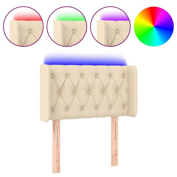 vidaXL LED Kopfteil Creme 83x16x78/88 cm Stoff