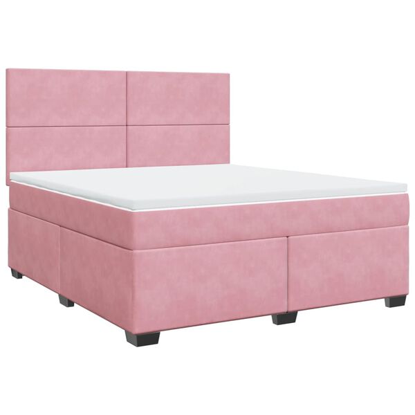 vidaXL Boxspringbett mit Matratze Rosa 180x200 cm Samt
