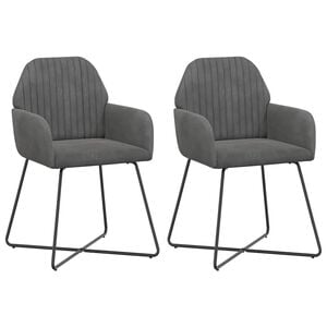 vidaXL Esszimmerst&uuml;hle 2 pcs Samt Dunkelgrau 55 x 50 x 84 cm