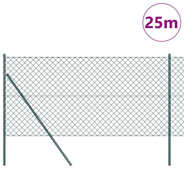 vidaXL Zaunpfosten Gr&uuml;n 25 x 1,2 m (60 x 60 mm Netz) Stahl und PVC