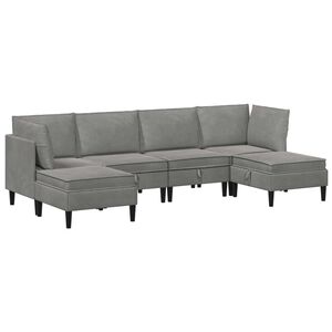 vidaXL Wohnzimmergarnitur mit Kissen mit Speicher 6 pcs Hellgrau Samt