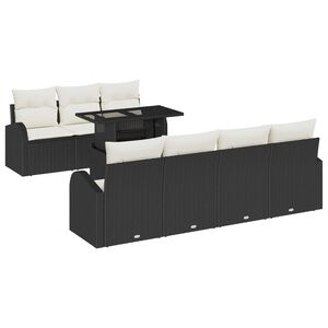 vidaXL Gartensofa-set mit Kissen 8 pcs Schwarz Poly-Rattan