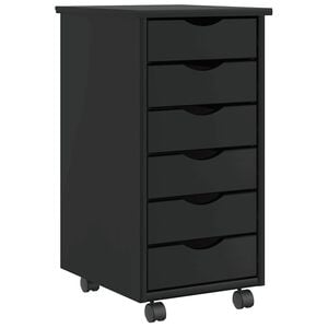 vidaXL Rollschrank mit Schubladen MOSS Schwarz Massivholz Kiefer