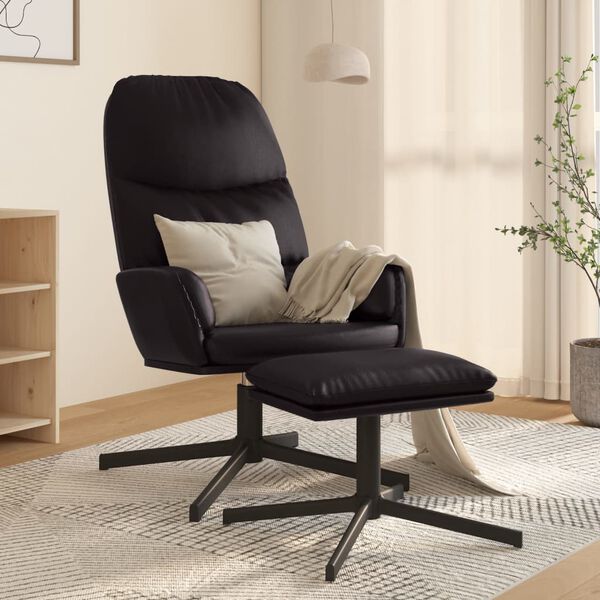 vidaXL Relaxsessel mit Hocker Schwarz Kunstleder
