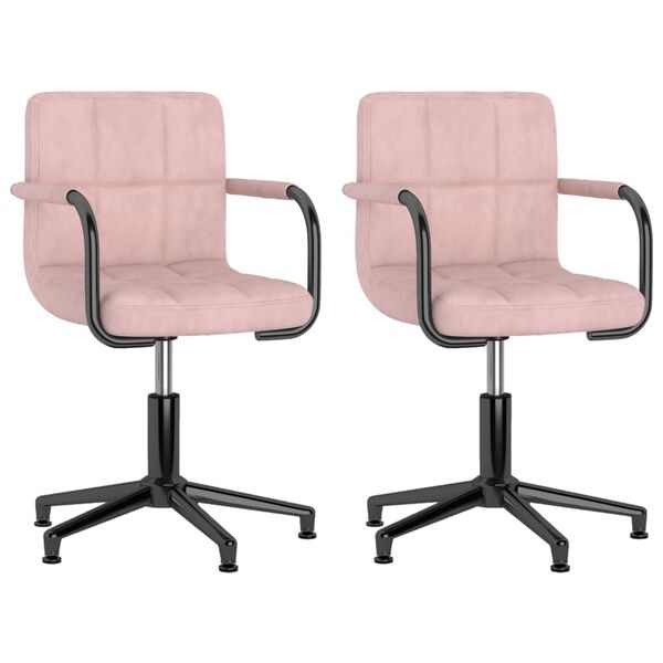 vidaXL Esszimmerst&uuml;hle 2 Stk. Drehbar Rosa Samt