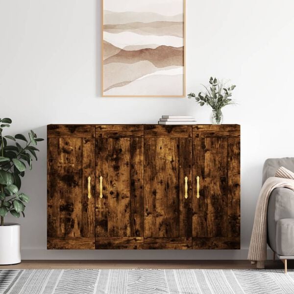 vidaXL Wandschr&auml;nke 2 Stk. R&auml;uchereiche Holzwerkstoff