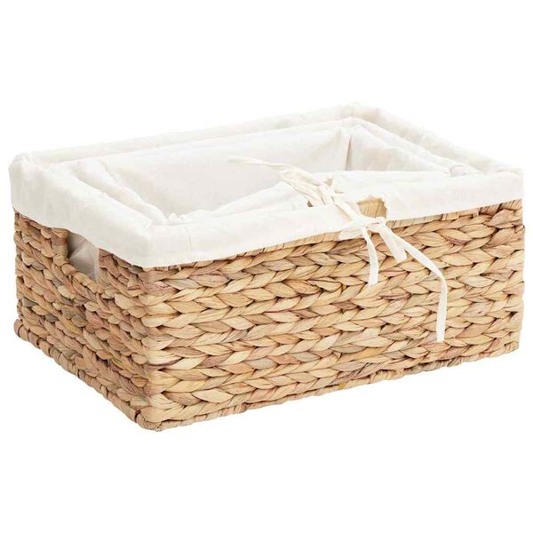vidaXL Aufbewahrungsk&ouml;rbe 3 pcs Natur 40 x 30 x 18 cm Wasserhyazinthe