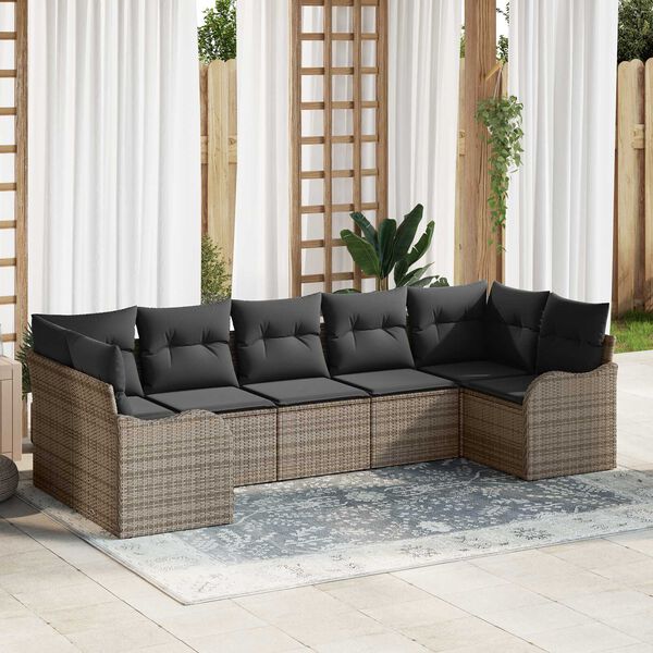 vidaXL Gartensofa-set Grau Poly-Rattan