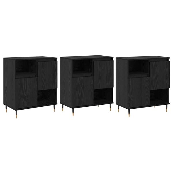 vidaXL Sideboards 3 pcs Schwarz Eichen-Optik 180 x 35 x 70 cm