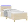 vidaXL LED Boxspringbett mit Matratze mit LED Creme 100 x 200 cm Stoff