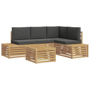 vidaXL Outdoor-Sofagarnitur mit Kissen 5 St&uuml;ck Wei&szlig; und Anthrazit