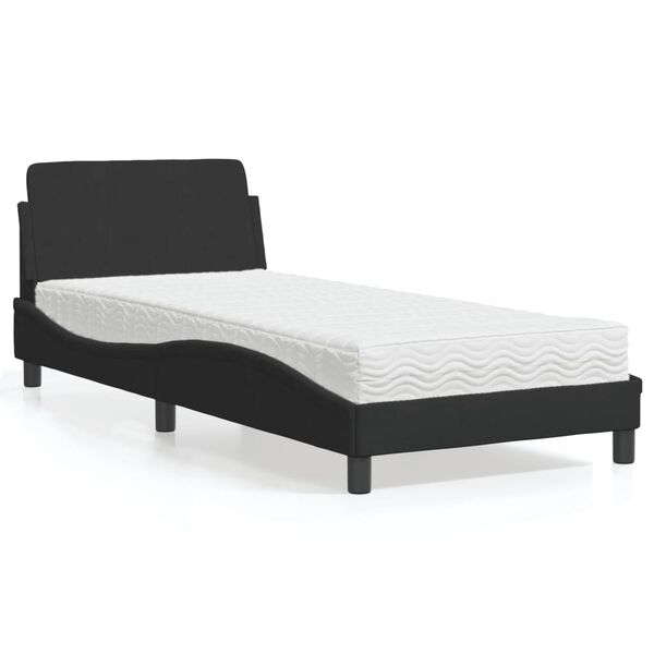 vidaXL Bett mit Matratze "Dover" Schwarz 90x200 cm Samt
