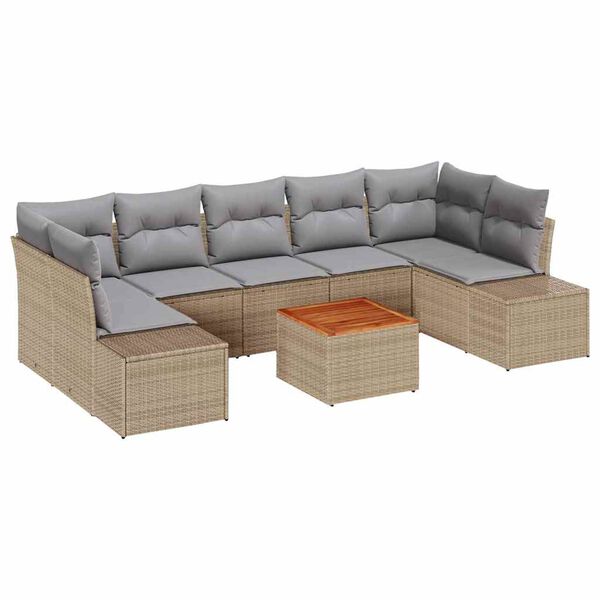 vidaXL Gartensofa-set mit Kissen 8 pcs Beige Poly-Rattan