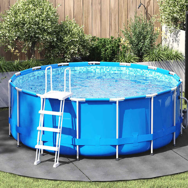 vidaXL Pool-Bodentuch Hellgrau &Oslash;306 cm Polyester Geotextil