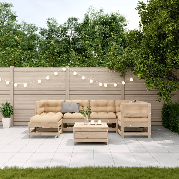 vidaXL 7-tlg. Garten-Lounge-Set mit Kissen Massivholz Kiefer
