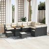 vidaXL Garten-Sofa-Set mit Kissen 12 pcs Schwarz Poly Rattan