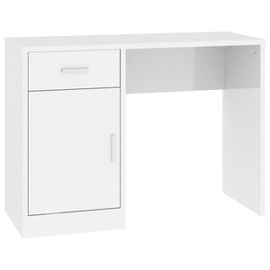 vidaXL Schreibtisch mit Stauraum Hochglanz-Wei&szlig; 100x40x73 cm
