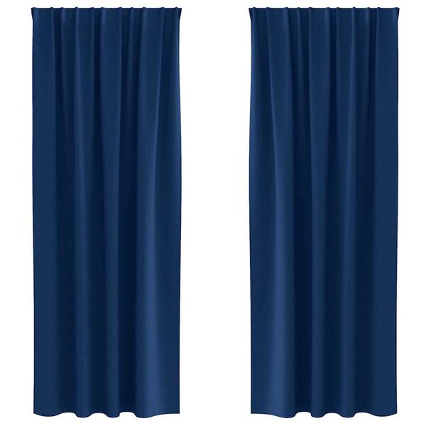 vidaXL Verdunkelungs-Vorh&auml;nge mit Ringen 2 pcs Dunkelblau 245 x 140 cm