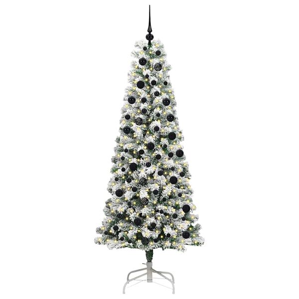vidaXL K&uuml;nstlicher klappbarer Weihnachtsbaum Gr&uuml;n und Wei&szlig; 210 cm