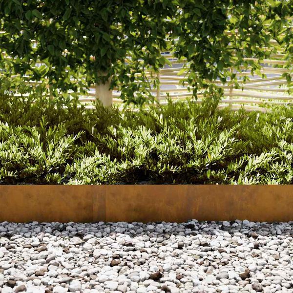 vidaXL Raseneinfassung 10 pcs Braun 100 x 0,05 x 20 cm Wetterfeststahl