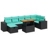 vidaXL 8-tlg. Garten-Sofagarnitur mit Kissen Grau Poly Rattan Akazie