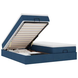 vidaXL Ottoman-Bett mit Matratzen Blau 200x200 cm Stoff