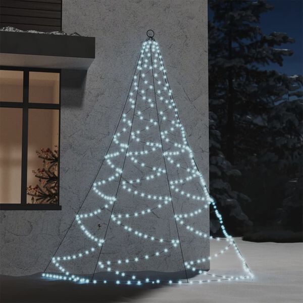vidaXL Weihnachtsbaum an der Wand mit Metallhaken 260 LED Kaltweiß 3 m