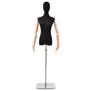vidaXL Verstellbare Mannequin 165-213 cm mit Fu&szlig; Weiblich PP Schwarz