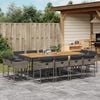 vidaXL 13-tlg. Garten-Essgruppe mit Kissen Grau Poly Rattan