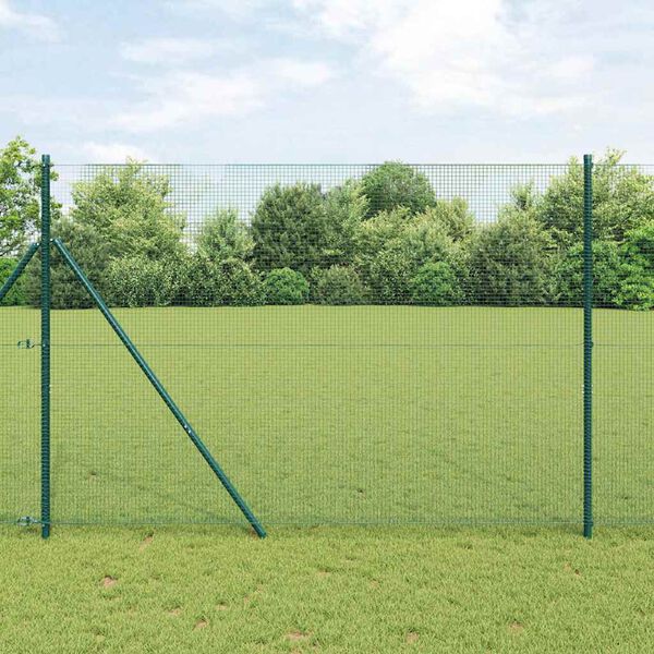vidaXL Zaunpfosten Gr&uuml;n 50 x 1,5 m (16 x 16 mm Maschen) Stahl und PVC