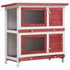 vidaXL Kaninchenstall 4 T&uuml;ren Rot Holz