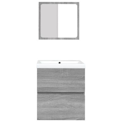vidaXL Waschbeckenunterschrank mit Waschbecken Spiegel Grau Sonoma