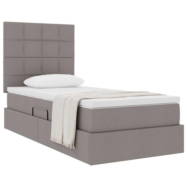 vidaXL Aufbewahrungsbett mit Matratze Taupe 90 x 190 cm Polyester