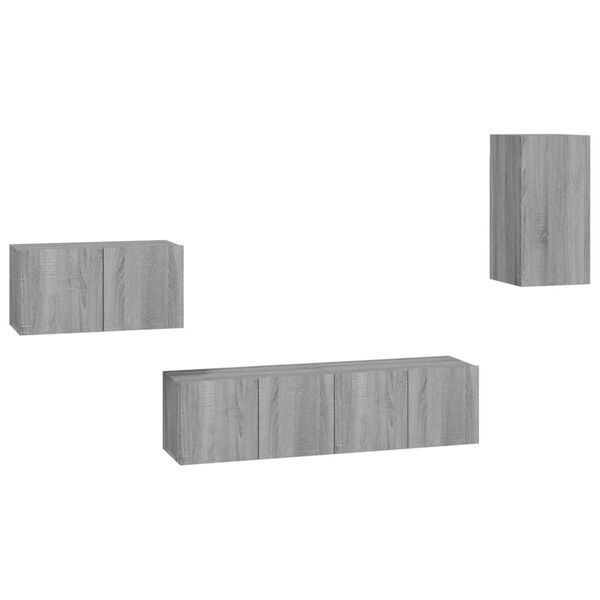 vidaXL 4-tlg. TV-Schrank-Set Grau Sonoma Holzwerkstoff