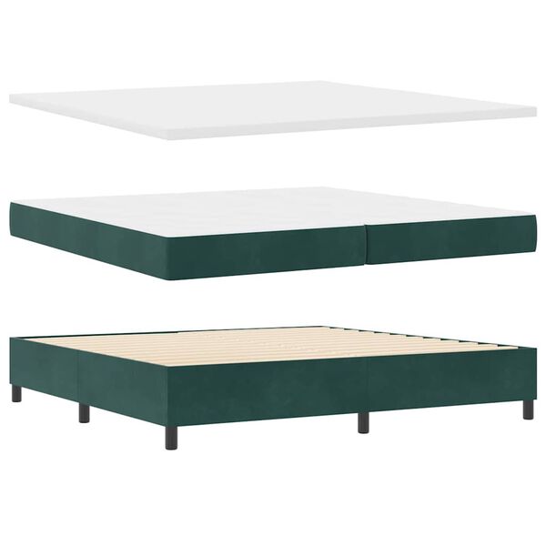 vidaXL Boxspringbett mit Matratze Dunkelgrün 200 x 200 cm Samt