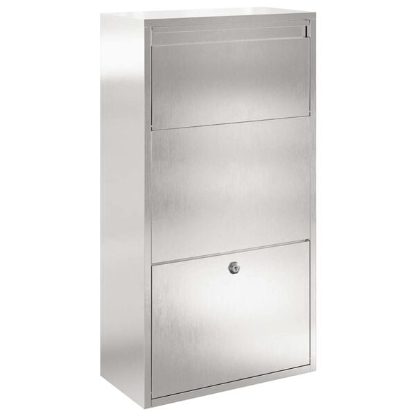 vidaXL Paketdrop-Box mit Speicher Silber 44 x 22 x 82 cm Edelstahl