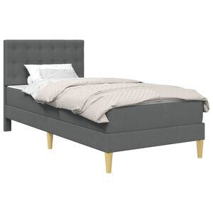 vidaXL Bettgestell mit Matratze Dunkelgrau 90 x 190 cm Stoff