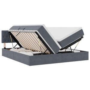 vidaXL Bett mit LED-Lichtleisten Dunkelgrau 180 x 200 cm Samt