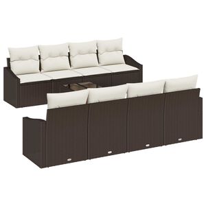 vidaXL Sofa Set mit Kissen 9 pcs Braun und Creme Poly Rattan