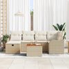 vidaXL Gartensofa-set mit Kissen mit Speicher 7 pcs Beige Poly Rattan