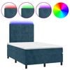 vidaXL Boxspringbett mit Matratze & LED Dunkelblau 120x190 cm Samt
