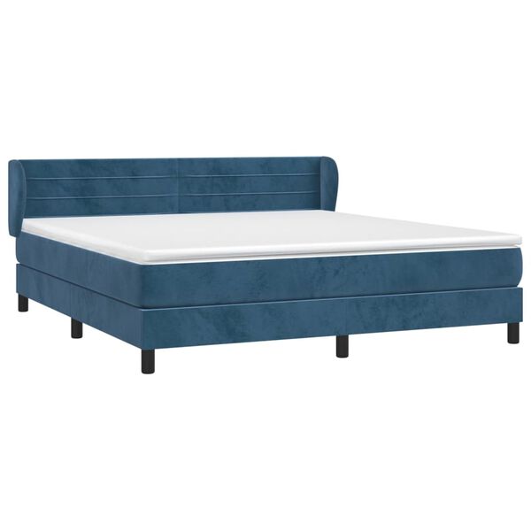 vidaXL Boxspringbett mit Matratze Dunkelblau 180x200 cm Samt