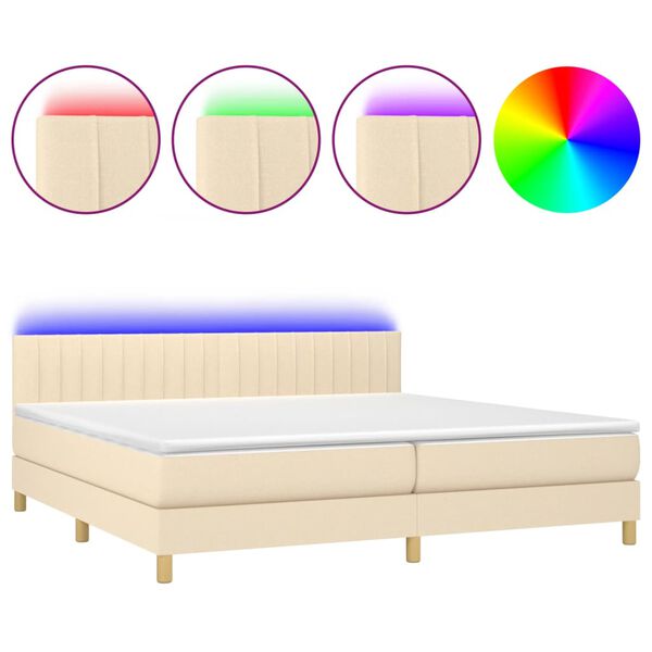 vidaXL Boxspringbett mit Matratze & LED Dunkelgrau 80x200 cm Stoff