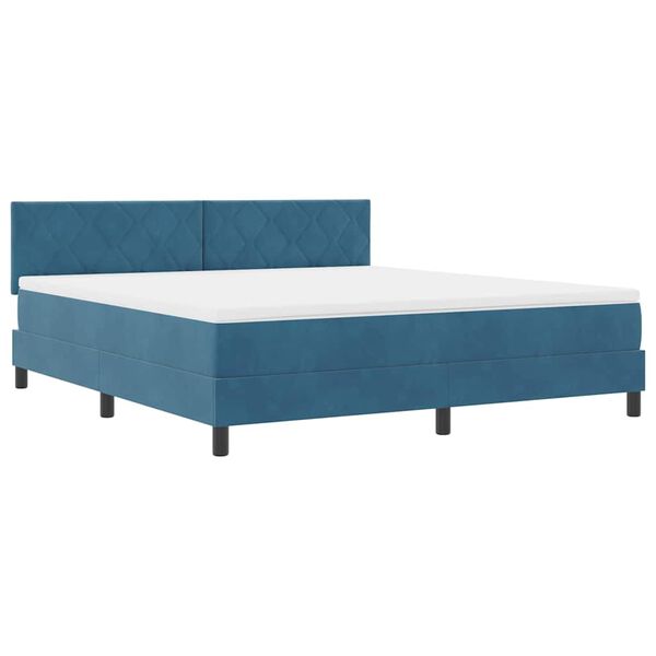 vidaXL Boxspringbett mit Matratze Dunkelblau 180 x 200 cm Samt