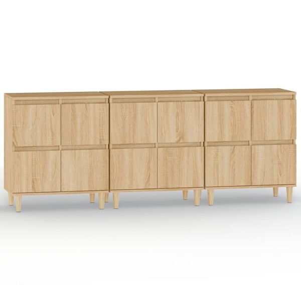 vidaXL Sideboards 3 Stk. Sonoma-Eiche 60x35x70 cm Holzwerkstoff