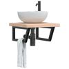 vidaXL Waschtischplatte mit Halterung Stahl und Massivholz Eiche