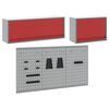 vidaXL Werkzeugschrank und Pegboard Set 5 pcs Rot 150 x 25 x 115 cm