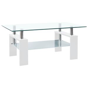 vidaXL Couchtisch Wei&szlig; Transparent 95x55x40 cm Hartglas