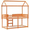 vidaXL Etagenbett mit Dach Wachsbraun 80x200 cm Massivholz Kiefer